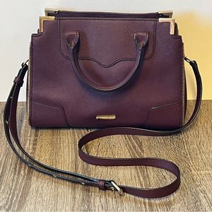 Rebecca Minkoff Amorous Saffiano Leather Large Satchel Crossbody Bag - Burgundy